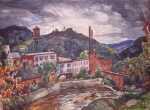 Watercolor by W. Lester Stevens: Berkshire Mills, available at Childs Gallery, Boston