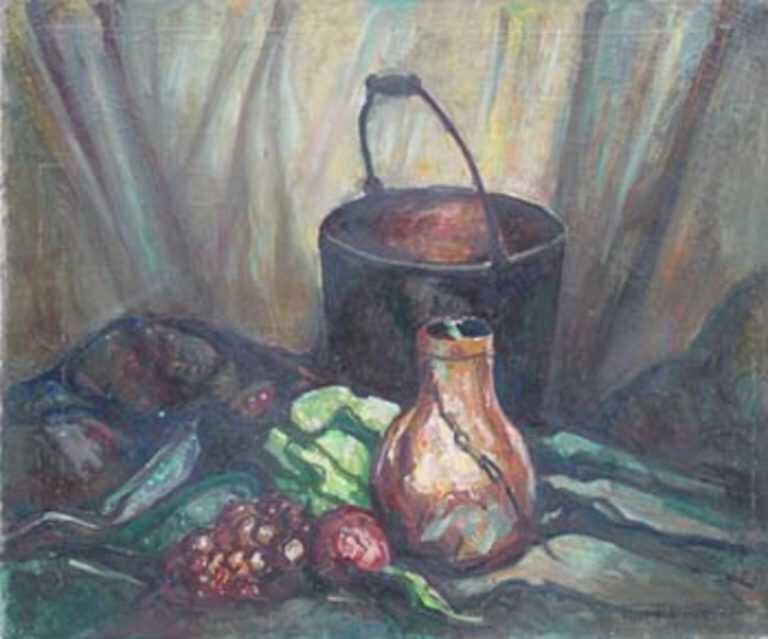 Painting by W. Lester Stevens: Copper Still Life, available at Childs Gallery, Boston