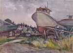 Watercolor by W. Lester Stevens: Drydock, Port Clyde, Maine, available at Childs Gallery, Boston