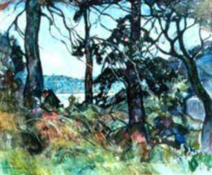 Painting by W. Lester Stevens: Carver's Cove, represented by Childs Gallery