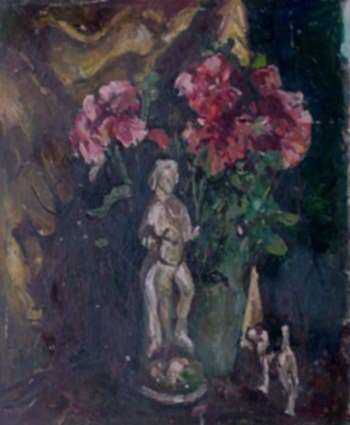 Painting by W. Lester Stevens: Geraniums, represented by Childs Gallery