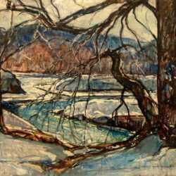 Painting by W. Lester Stevens: Stream in Winter, represented by Childs Gallery