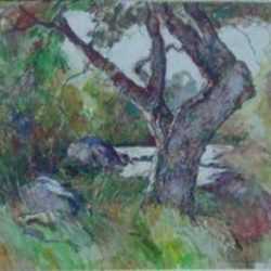 Painting by W. Lester Stevens: The Gnarled Tree, represented by Childs Gallery