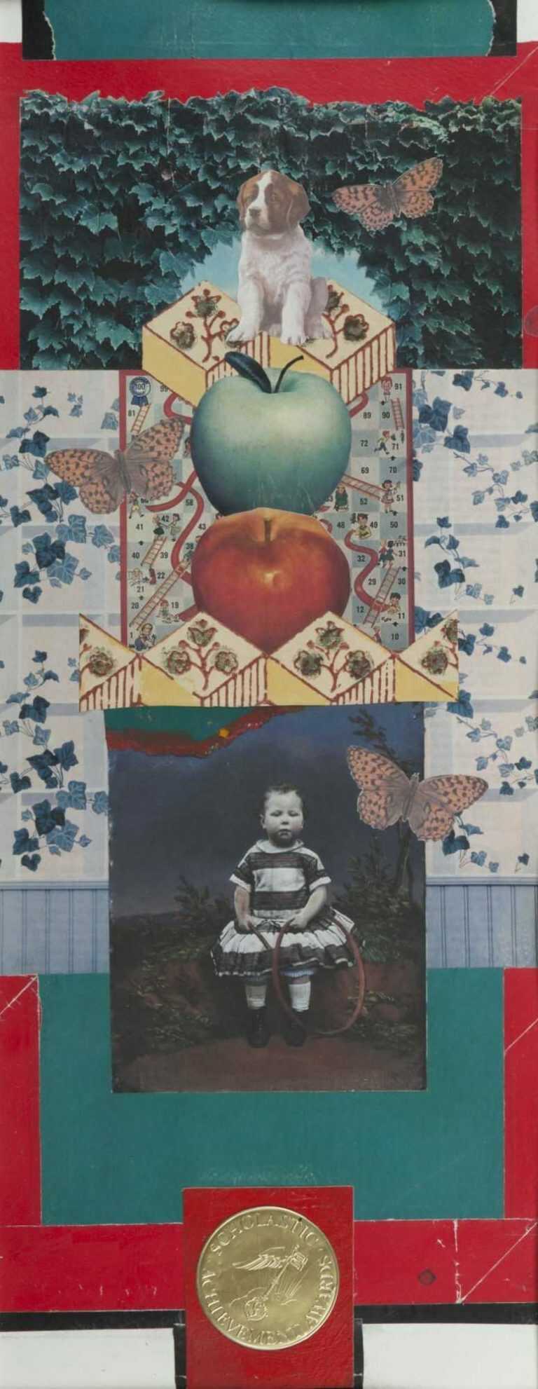 Collage By W. Perry Barton: Antique Child With Hoop At Childs Gallery