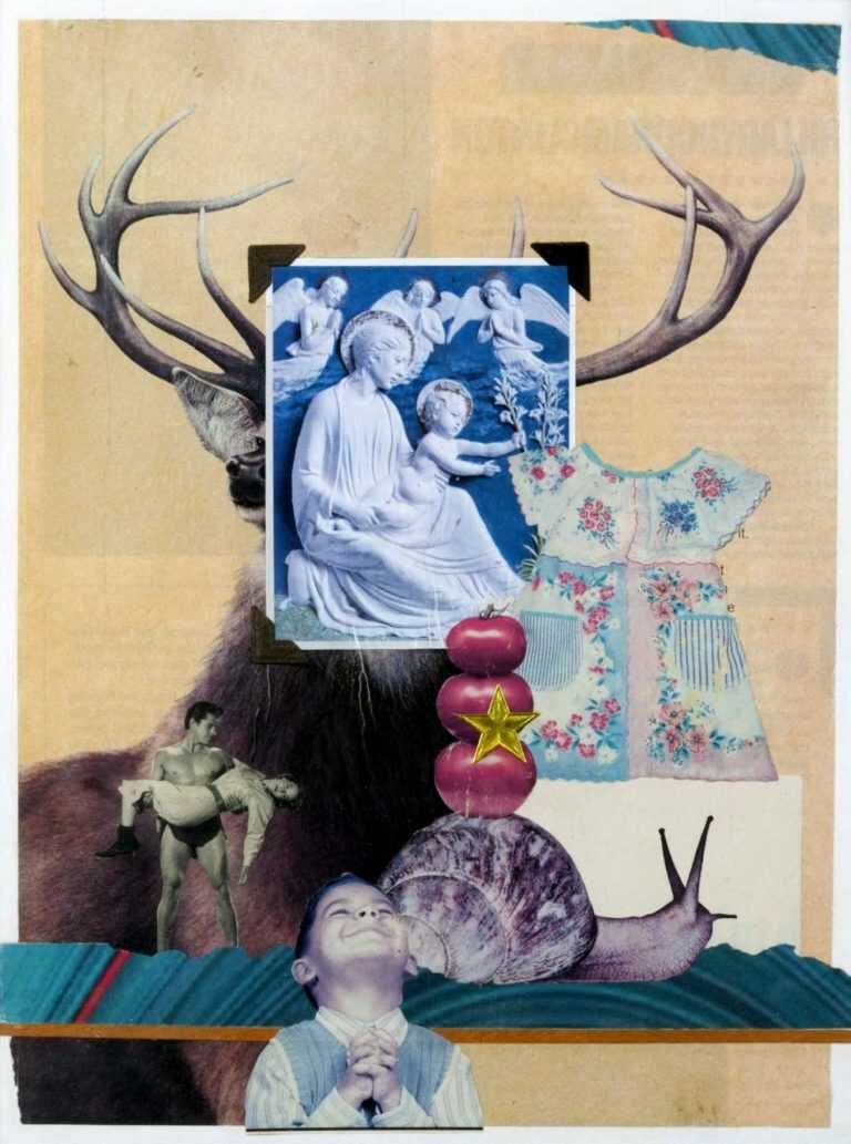 Collage By W. Perry Barton: Baby Jesus And The Pretty Dress At Childs Gallery