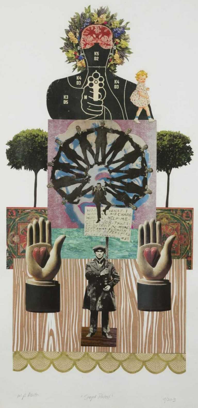 Collage By W. Perry Barton: Staged Protest At Childs Gallery