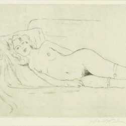 Print by Walt Kuhn: Reclining Nude, or Nude on Chaise, represented by Childs Gallery
