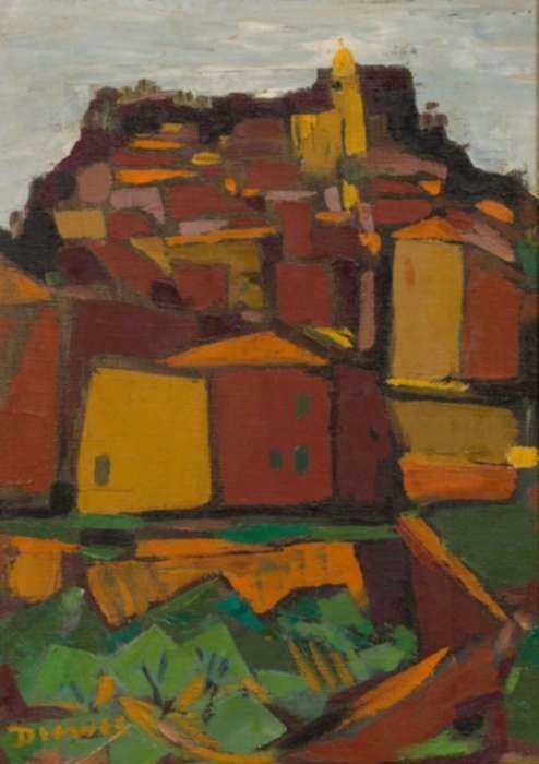 Painting by Werner Drewes: [French] Hilltown, represented by Childs Gallery