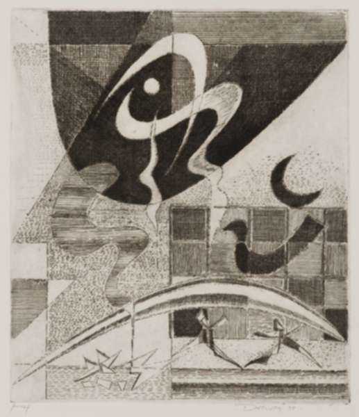 Print by Werner Drewes: Approaching Danger, represented by Childs Gallery