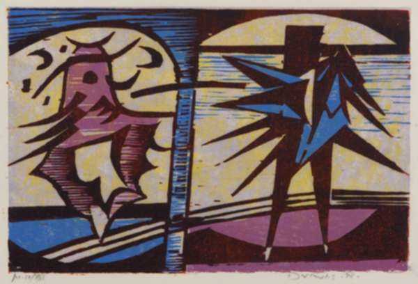 Print by Werner Drewes: Harlequins, represented by Childs Gallery