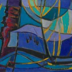 Painting by Werner Drewes: Stones and Pine Needles, represented by Childs Gallery