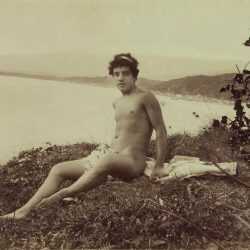 Photograph By Wilhelm Von Gloeden: [nude Young Sicilian Man, Resting On A Blanket] At Childs Gallery