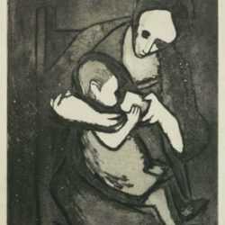 Print by Will Barnet: Mother and Child, or Miner's Wife and Child, represented by Childs Gallery