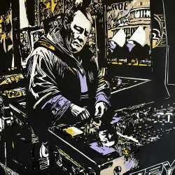 Print by William Evertson: John Plays a Mean Pinball, available at Childs Gallery, Boston