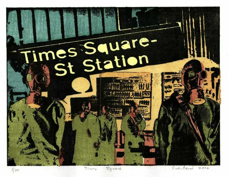 Print by William Evertson: Times Square, available at Childs Gallery, Boston