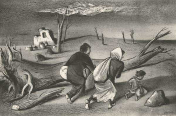 Print by William Gropper: Uprooted, represented by Childs Gallery