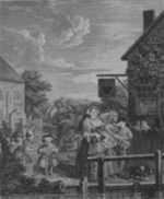 Print by William Hogarth: Four Times of the Day, Evening, represented by Childs Gallery
