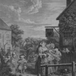 Print by William Hogarth: Four Times of the Day, Evening, represented by Childs Gallery