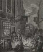 Print by William Hogarth: Four Times of the Day, Night, represented by Childs Gallery