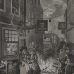 Print by William Hogarth: Four Times of the Day, Night, represented by Childs Gallery