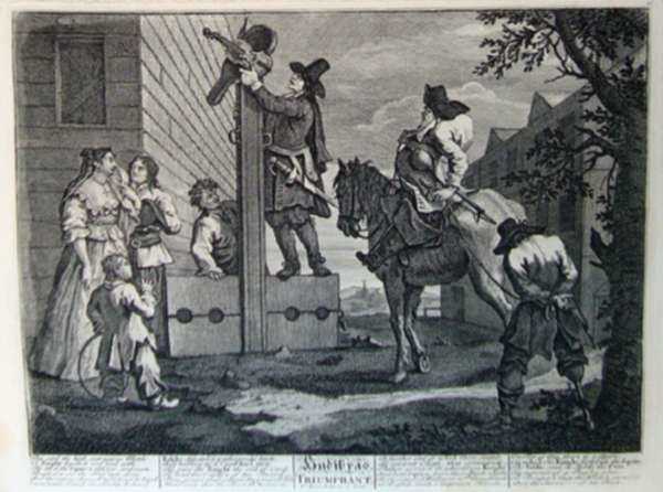 Print by William Hogarth: Hudibras Triumphant, represented by Childs Gallery