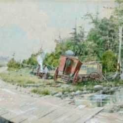 Watercolor by William Louis Sonntag, Jr.: [Gypsy Camp], represented by Childs Gallery