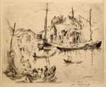 Print by William Meyerowitz: Boats in Harbor, represented by Childs Gallery