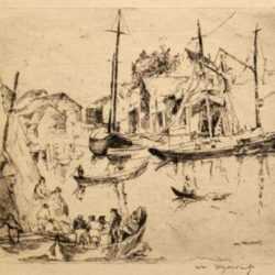 Print by William Meyerowitz: Boats in Harbor, represented by Childs Gallery