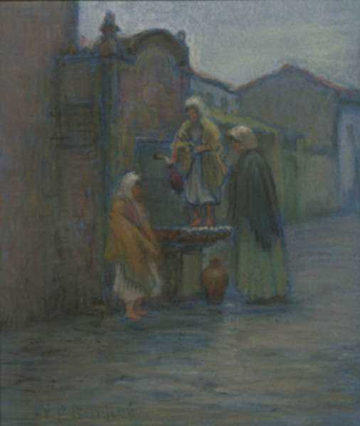 Pastel by William Partridge Burpee: [At the Fountain], represented by Childs Gallery