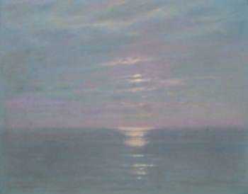 Pastel by William Partridge Burpee: [Moonlight on Crashing Waves], represented by Childs Gallery