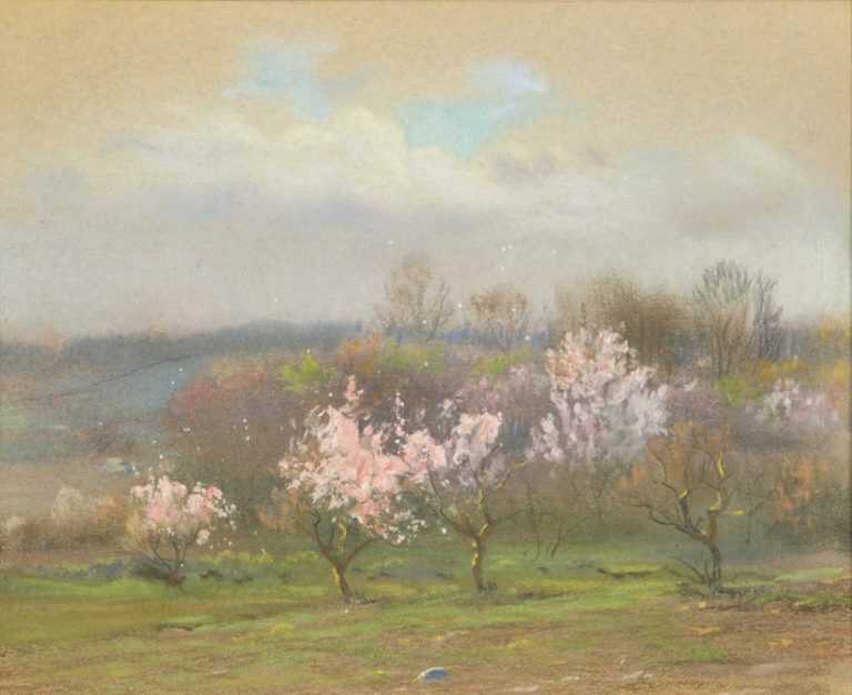 Pastel By William Partridge Burpee: [blossoming Trees] At Childs Gallery