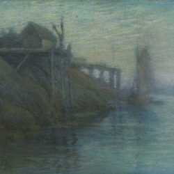Pastel by William Partridge Burpee: Dawn Over Rocky Coast, represented by Childs Gallery