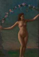 Painting By William Partridge Burpee: [female Nude With Garland] At Childs Gallery
