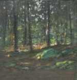 Pastel by William Partridge Burpee: Glimpse of Sunlight in the Woods, represented by Childs Gallery