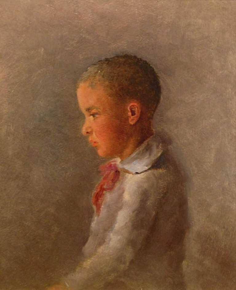 Painting By William Partridge Burpee: Half Length Portrait Of A Boy In Profile At Childs Gallery