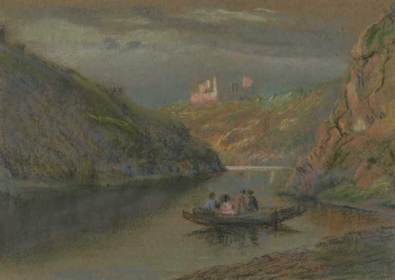 Pastel By William Partridge Burpee: [landscape With Castle And River] At Childs Gallery