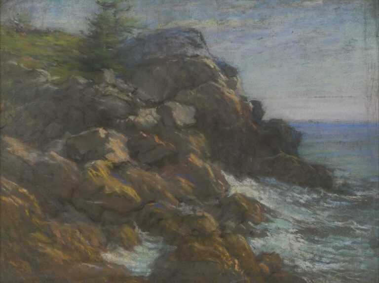 Pastel By William Partridge Burpee: Maine Coast At Childs Gallery
