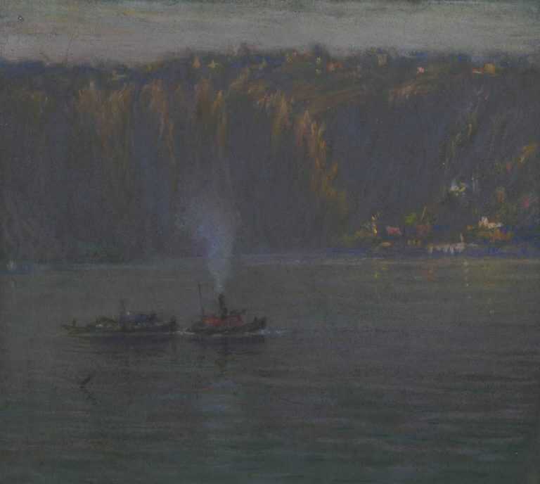 Pastel By William Partridge Burpee: [palisades At Dusk] At Childs Gallery