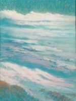 Pastel by William Partridge Burpee: Pink and purple sky and water blending together [Shoreline S, represented by Childs Gallery