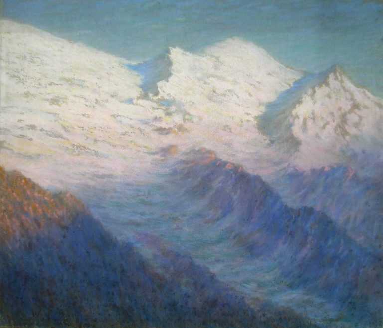 Pastel By William Partridge Burpee: [snow Covered Alps] At Childs Gallery