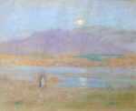 Pastel by William Partridge Burpee: Sunset in Biskra, represented by Childs Gallery