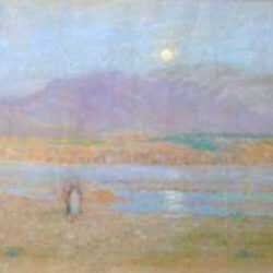 Pastel by William Partridge Burpee: Sunset in Biskra, represented by Childs Gallery
