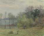 Pastel By William Partridge Burpee: [wooded Landscape With Pond] At Childs Gallery