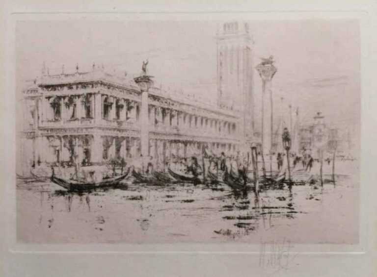 Print by William Walcot: The Library of San Marco Venice, represented by Childs Gallery