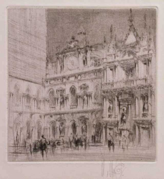 Print by William Walcot: Venice - Courtyard of the Doge's Palace, represented by Childs Gallery