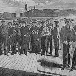 Print by Winslow Homer: Crew of the United States Steam Sloop – “Colorado” Shipped at Boston June 1861, available at Childs Gallery, Boston