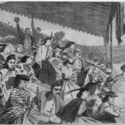 Print by Winslow Homer: Our Watering Places Horse Racing at Saratoga, available at Childs Gallery, Boston