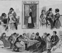 Print by Winslow Homer: New York Charities- St. Barnabas House, 304 Mulberry Street, represented by Childs Gallery