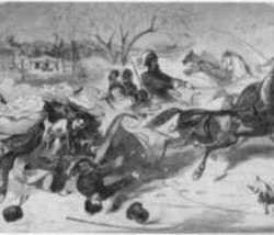 Print by Winslow Homer: The Sleighing Season--The Upset, represented by Childs Gallery
